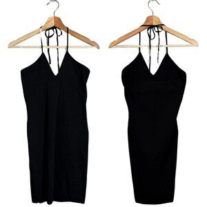 Mango Halter Bodycon Mini Dress Women's XS Black Cocktail Party Going Out NWOT